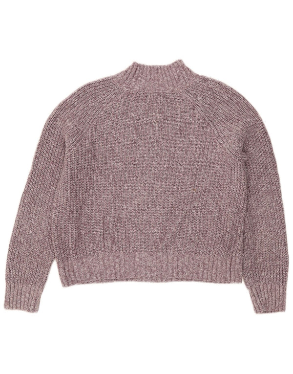 Fat Face Pull court à col roulé pour femme UK 8 Petit Violet Moucheté