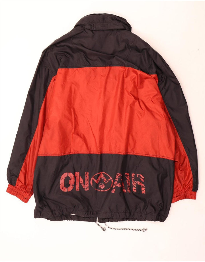 Vintage Mens Graphic Rain Jacket UK 42 XL Red Colourblock Polyamide