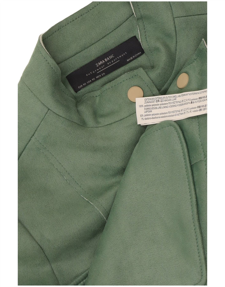 Женский укороченный бомбер Zara UK 6 XS, зеленый полиэстер