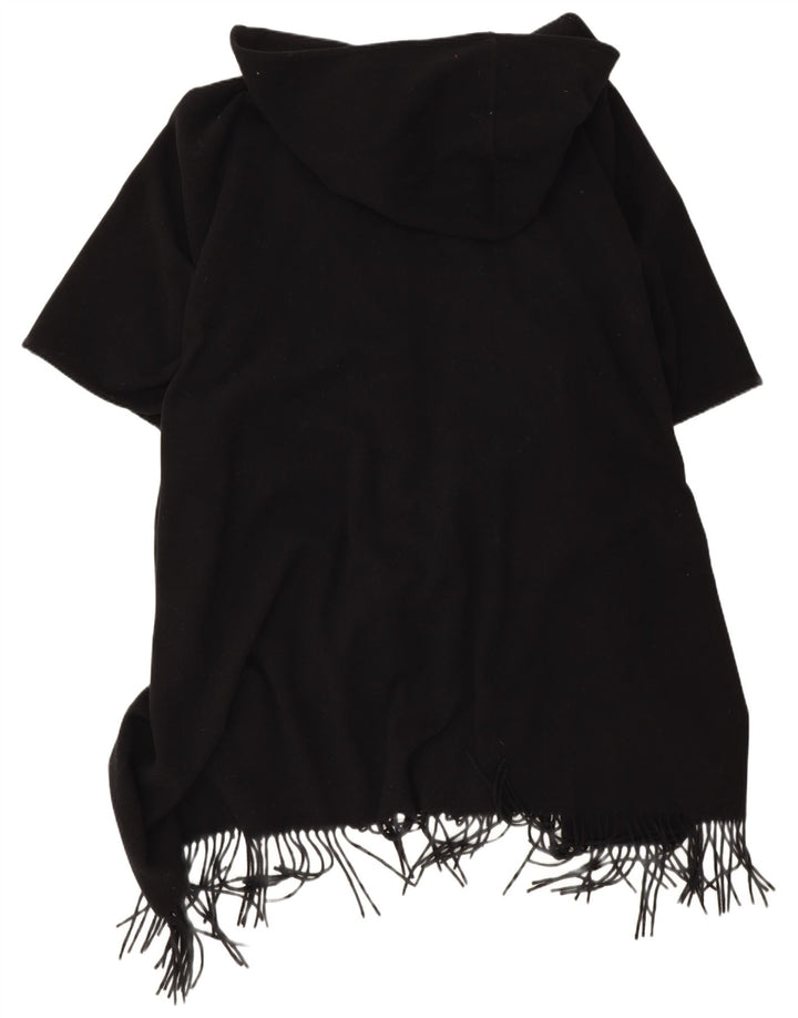 Easy Comfort Damen-Ponchomantel mit Kapuze, Einheitsgröße, schwarze Wolle