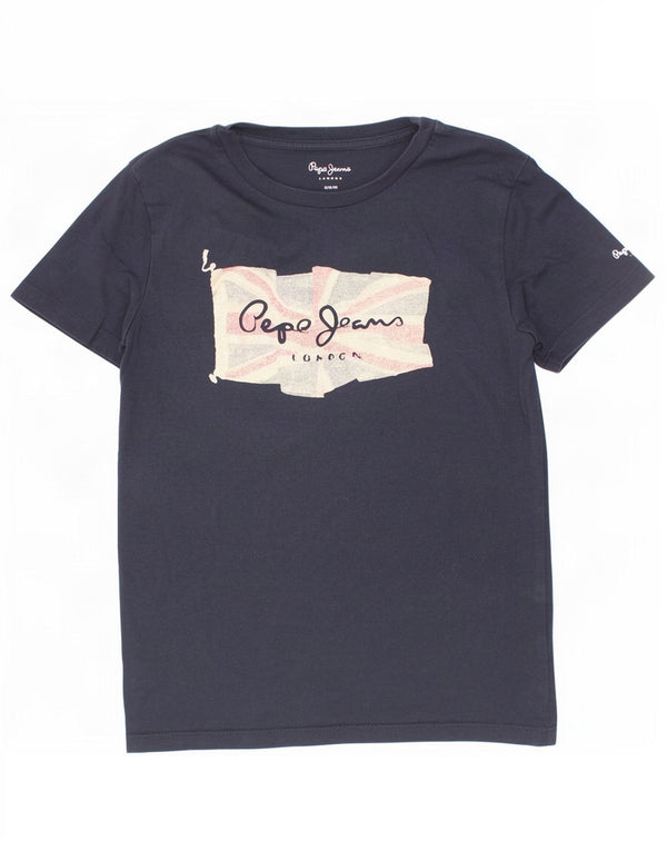 PEPE Jeans Drenge Grafisk T-Shirt Top 11-12 år XS Marineblå