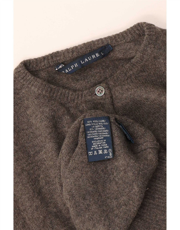 Ralph Lauren Womens Cardigan Sweater UK 16 Large Grey Wool