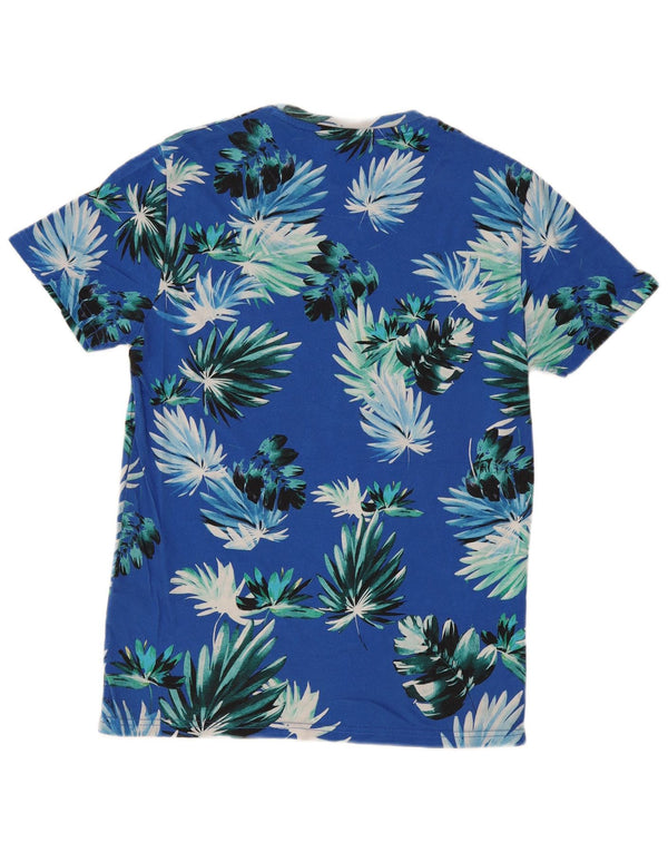 Superdry Mens Graphic T-Shirt Top Large Blue Floral Hawaiian