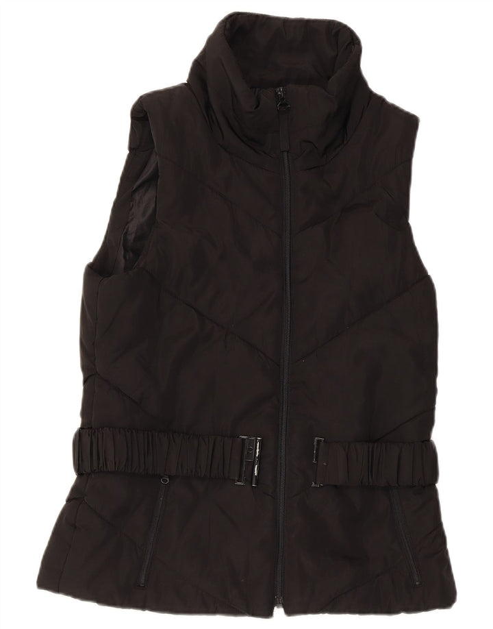 Zara Damen Wattierte Weste UK 12 Medium Schwarz