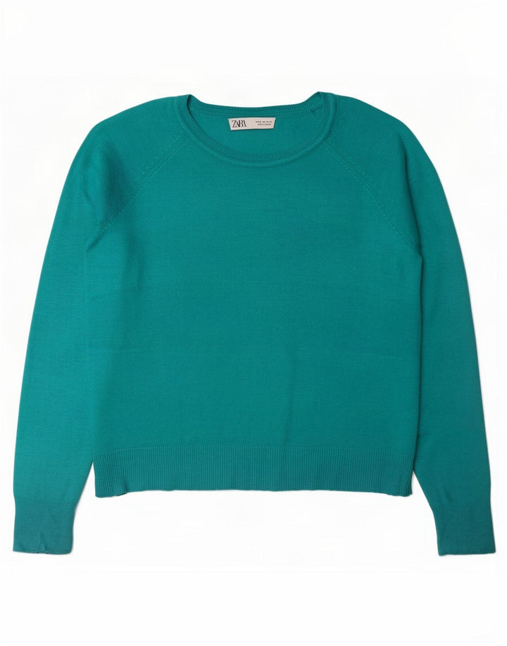 Zara Dame Oversized Boat Neck Jumper Sweater UK 14 Medium Turkis