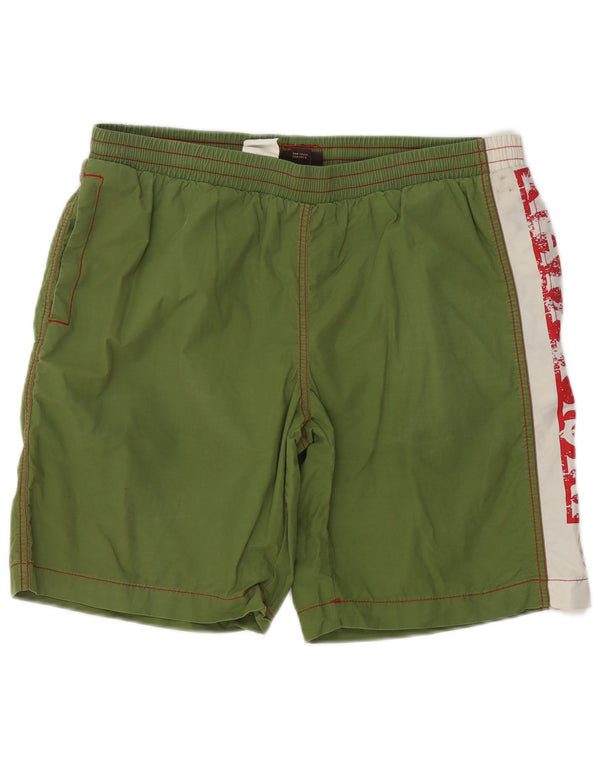 Napapijri Mens Graphic Swimming Shorts Large Green Colourblock Polyester