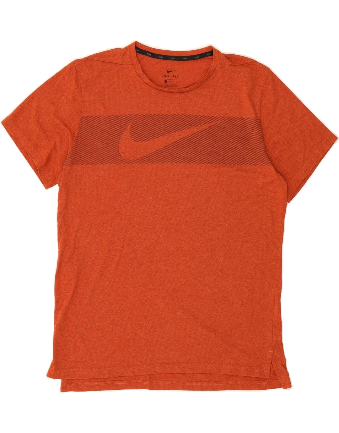 NIKE Mens Dri Fit Graphic T-Shirt Top Large Orange Colourblock Polyester Vintage Nike and Second-Hand Nike from Messina Hembry 