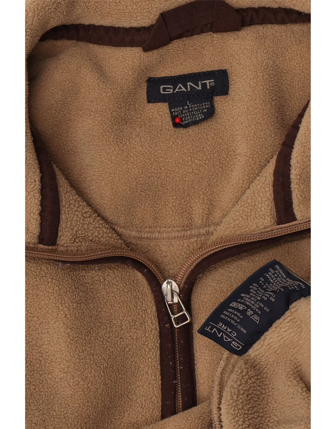 Gant herre lynlås hals fleece jumper stor beige polyester