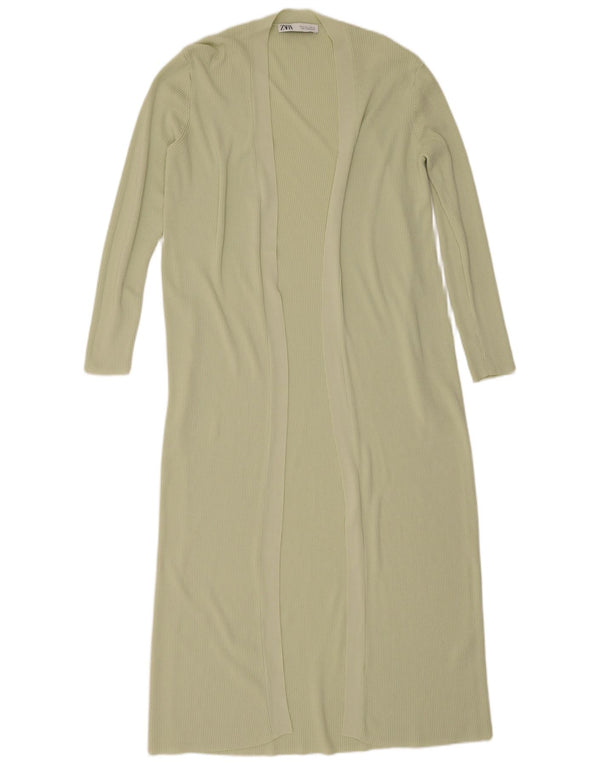 Zara Damen Longline Open Cardigan Pullover UK 14 Mittelgrüne Viskose