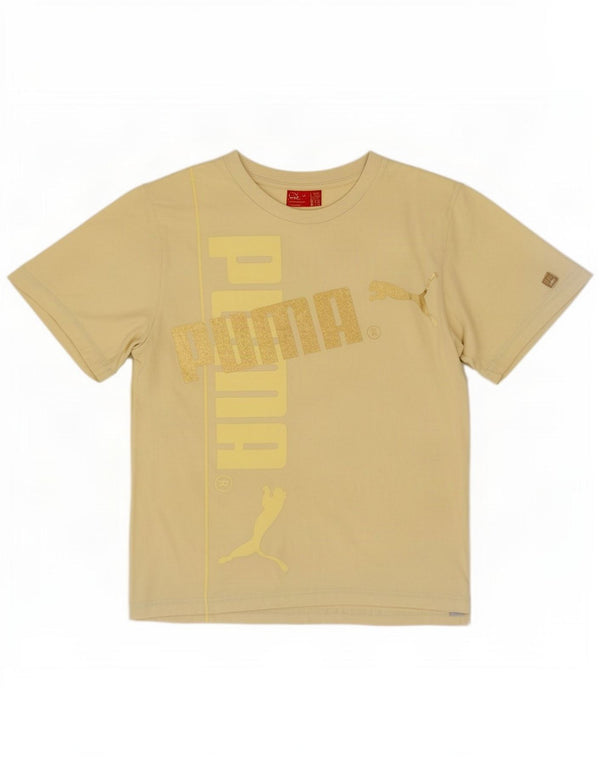 Женская футболка с рисунком Puma Top UK 14, хлопковый средний желтый цвет