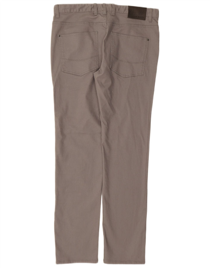Ted Baker Mens Straight Casual Trousers W34 L32 Grey Cotton