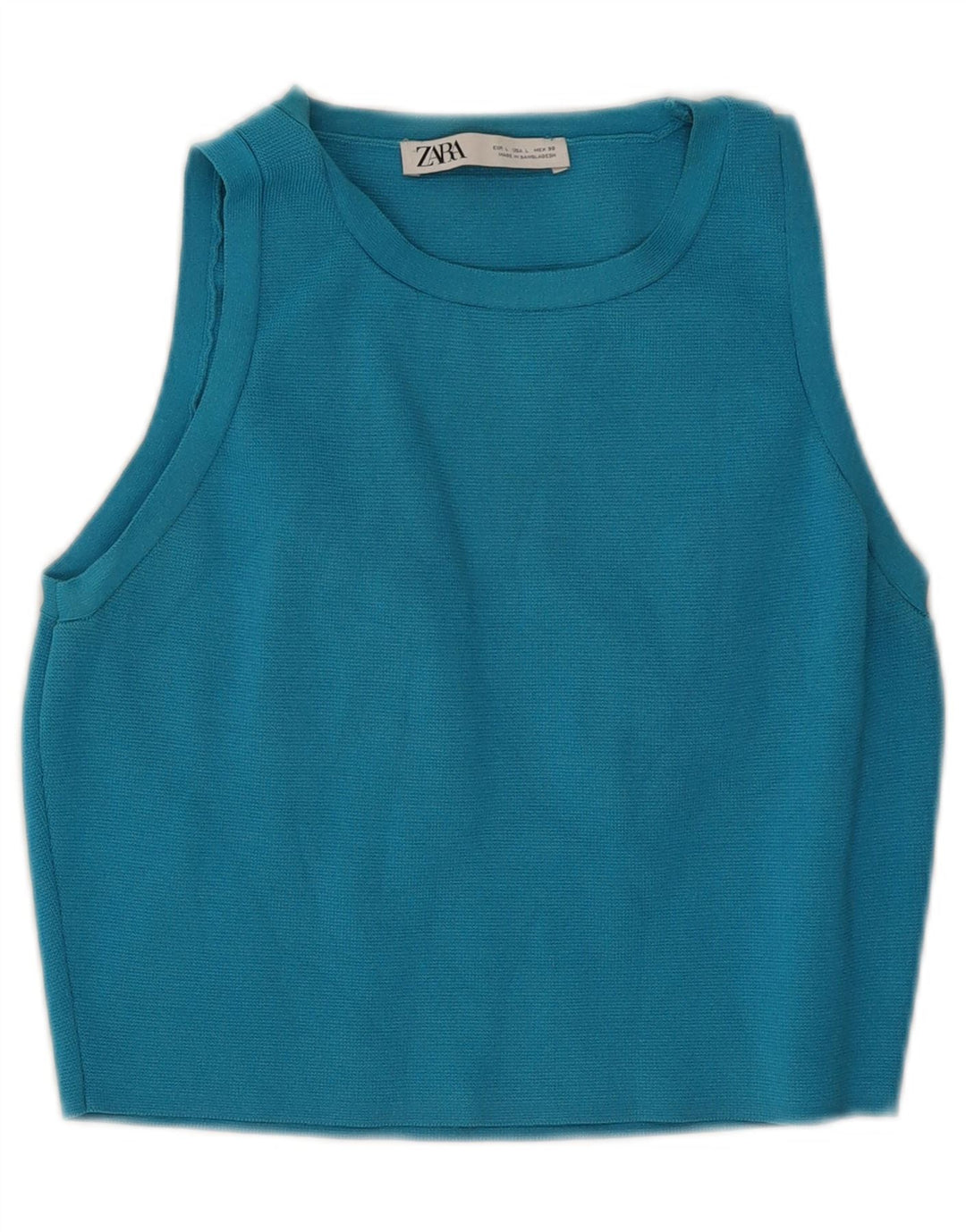 Zara Womens Crop Vest Top UK 14 Large Blue Viscose