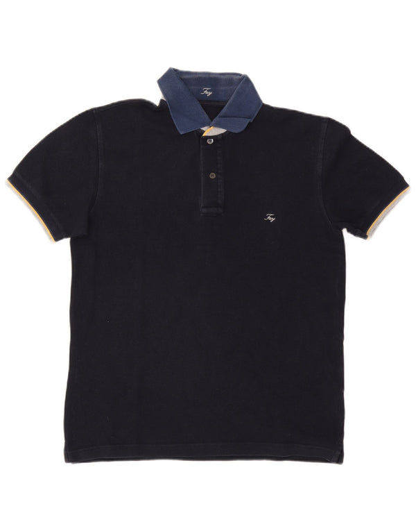 Fay Mens Rugby Polo Shirt Medium Navy Blue Cotton
