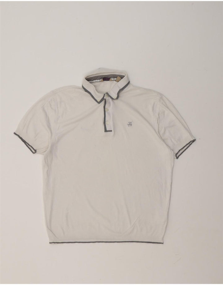 Ted Baker Herren-Poloshirt, Größe 5 XL, weiße Baumwolle