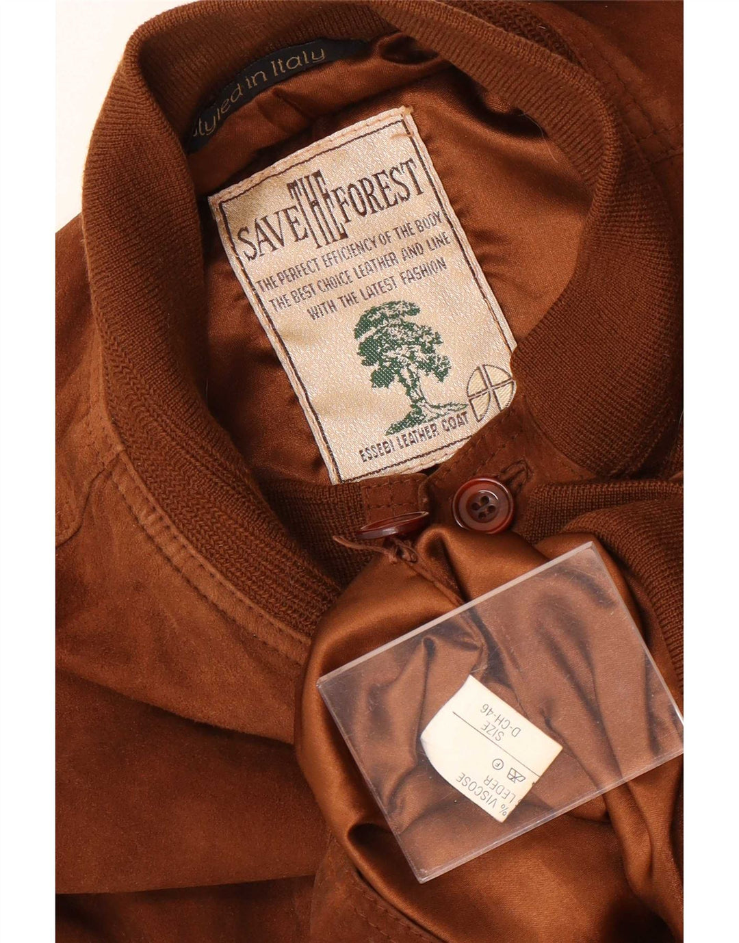 Essebi Mens Loose Fit Suede Bomber Jacket EU 46 Small Brown Leather