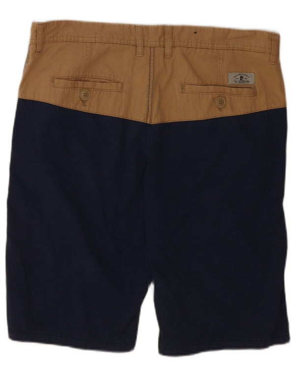Pierre Cardin Mens Chino Shorts Small W29 Navy Blue Colourblock Cotton