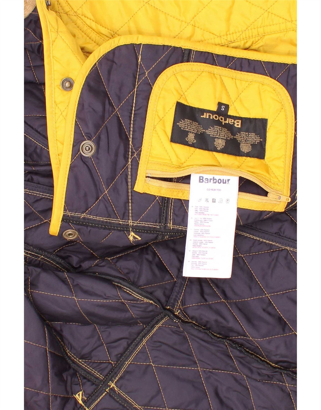 Barbour Veste matelassée pour filles 5-6 ans Small Jaune Colourblock Polyamide