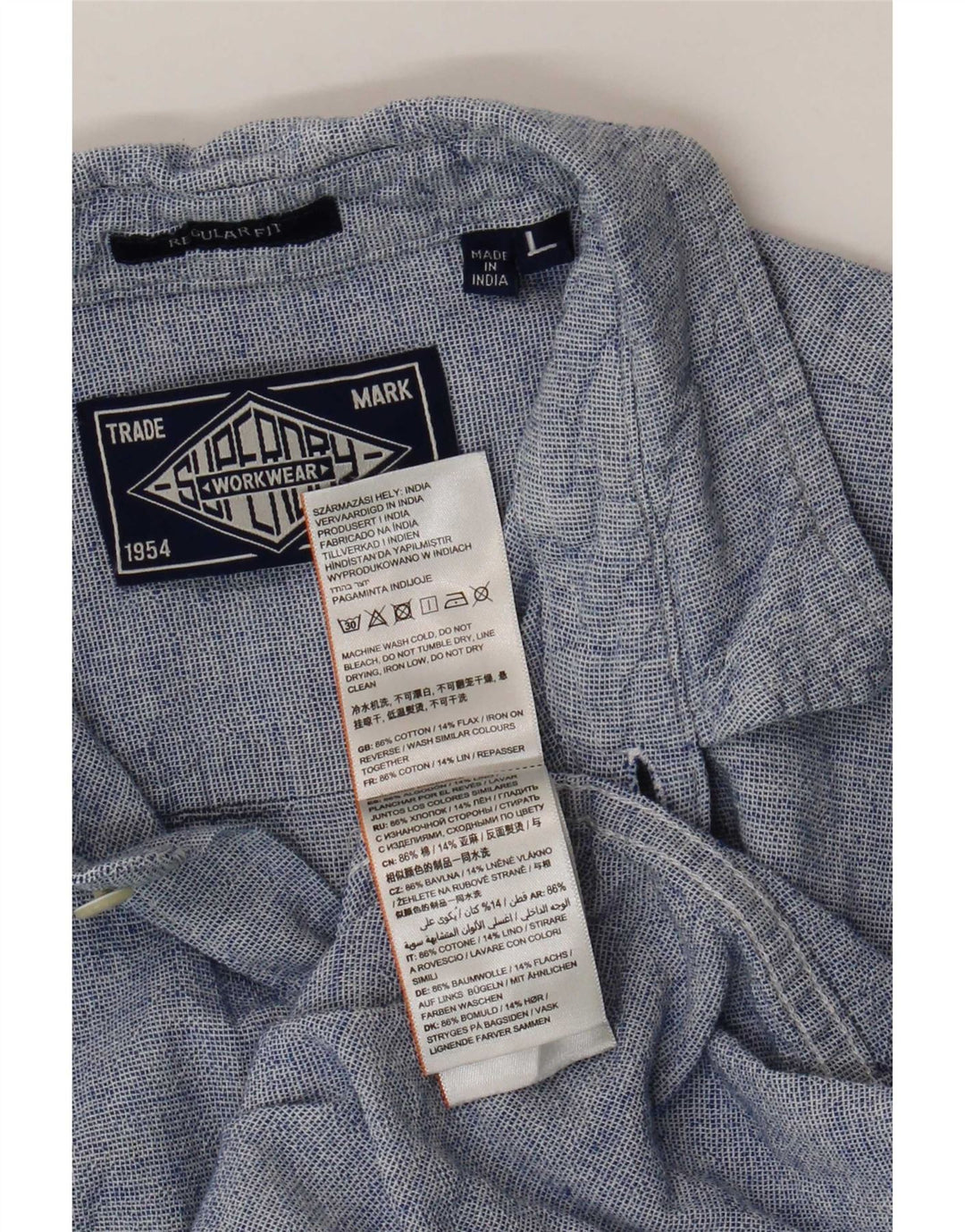 Superdry Camisa Regular Fit De Algodón Azul Grande Para Hombre