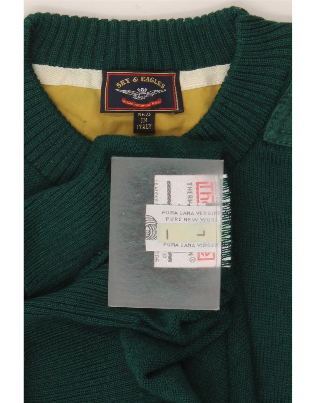Vintage Mens Crew Neck Jumper Sweater Large Green Virgin Wool