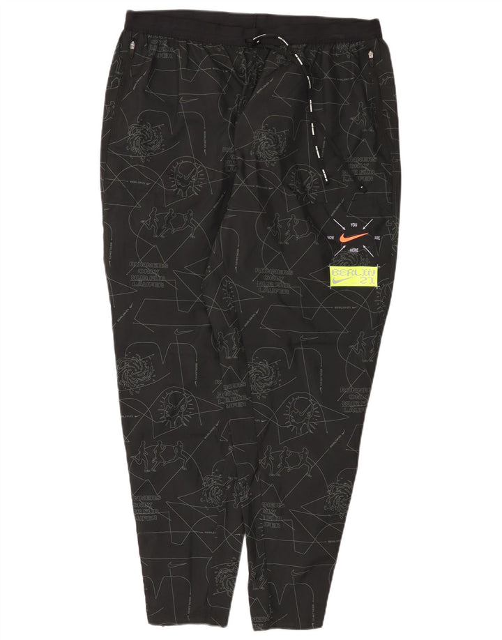 Nike Womens Dri Fit Abstract Pattern Tracksuit Trousers UK 18 XL Black