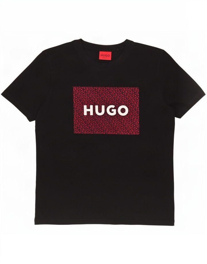 Camiseta gráfica masculina Hugo Boss Top médio preto