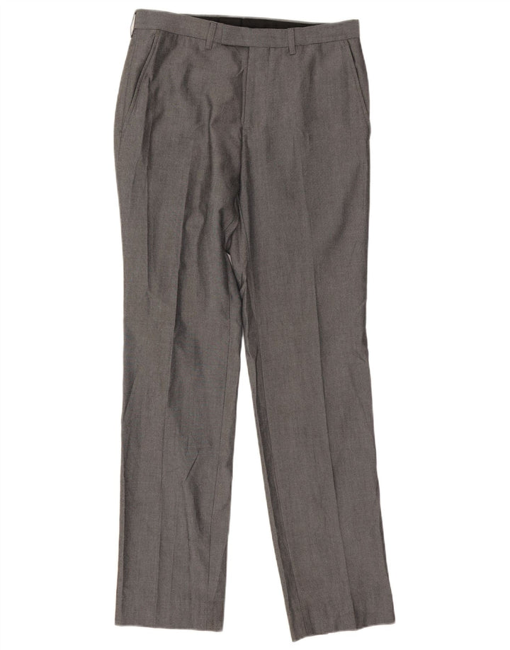 Marks & Spencer Mens Straight Suit Trousers W30 L31 Grey Polyester
