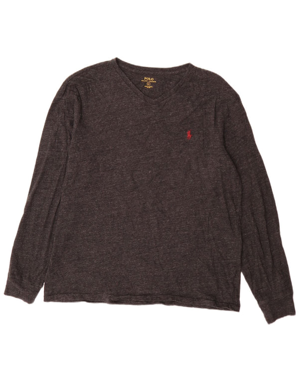 Polo Ralph Lauren Mens Top Long Sleeve Large Grey Flecked Cotton