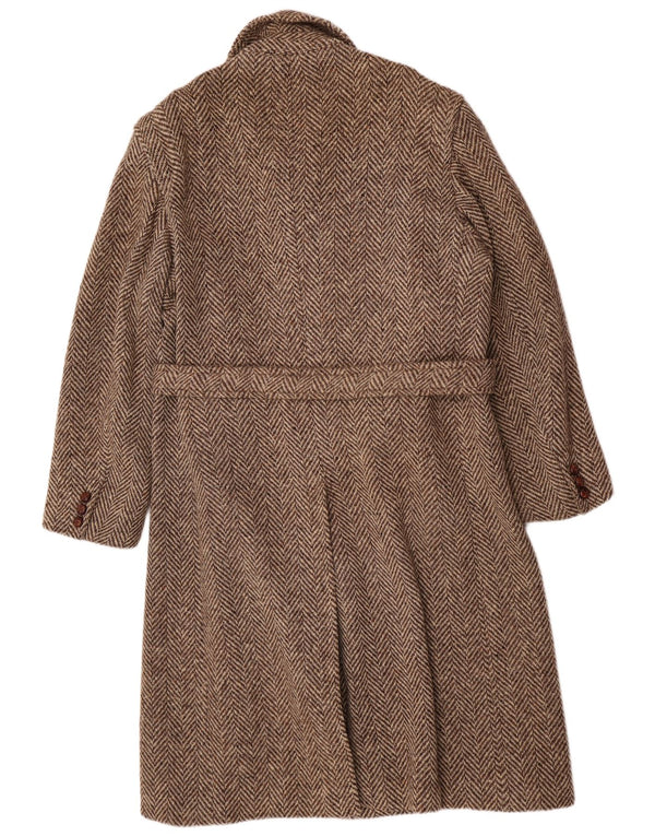 Moessmer Mens Overcoat UK 42 XL Brown Herringbone Wool