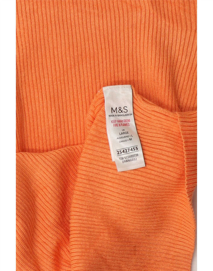 Marks & Spencer Womens T-Shirt Top UK 14 Large Orange Viscose