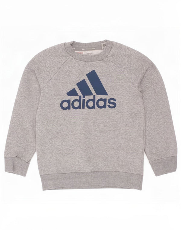 Adidas Boys Grafisk Sweatshirt Jumper 4-5 år Grå Flecked Bomuld