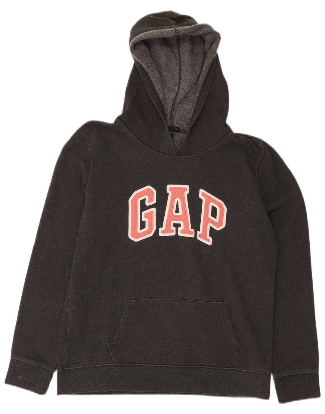 Gap Womens Graphic Hoodie Jumper UK 14 Medium Grey Cotton