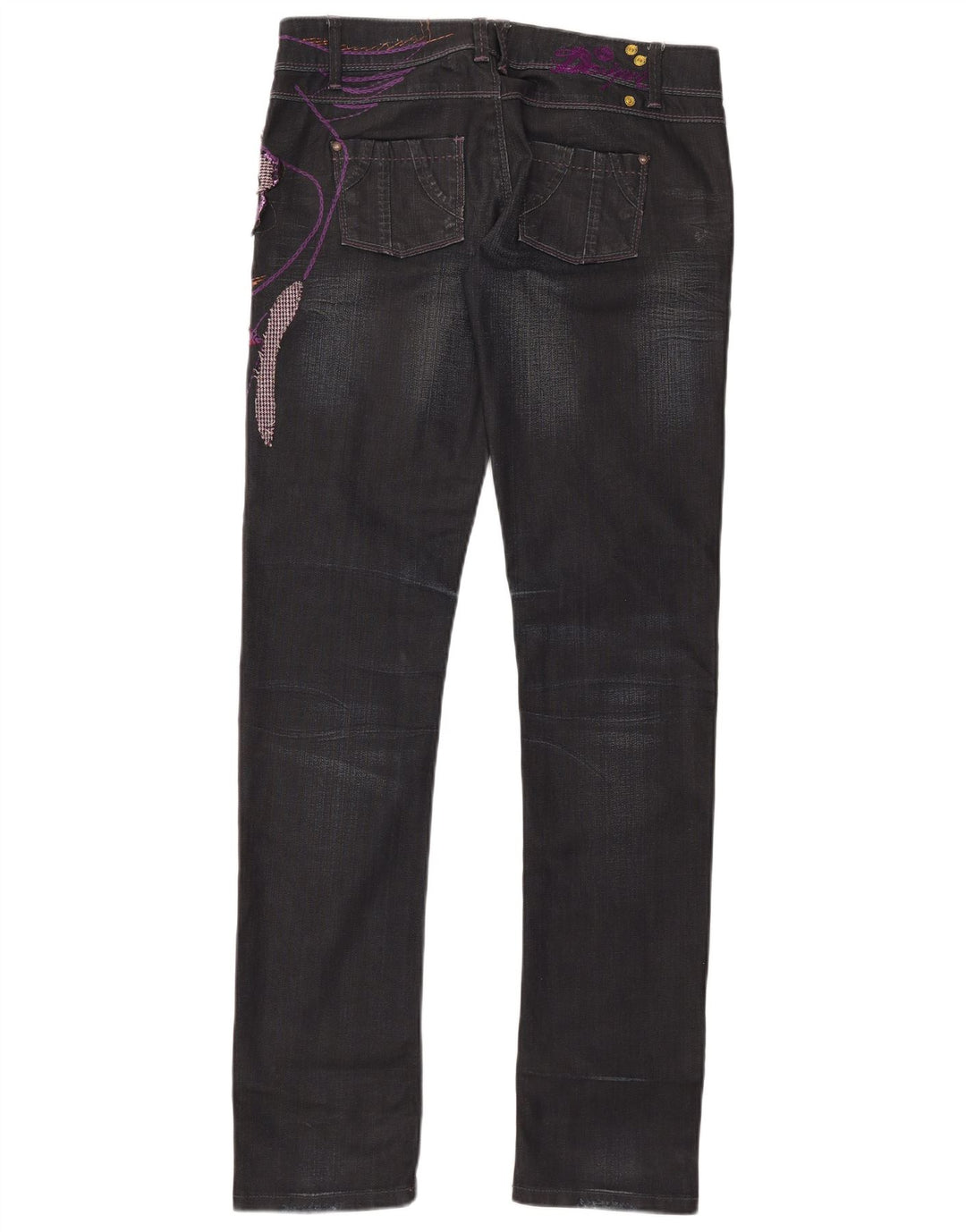 Desigual Womens Graphic Slim Jeans EU 40 Medium W32 L35 Black Cotton