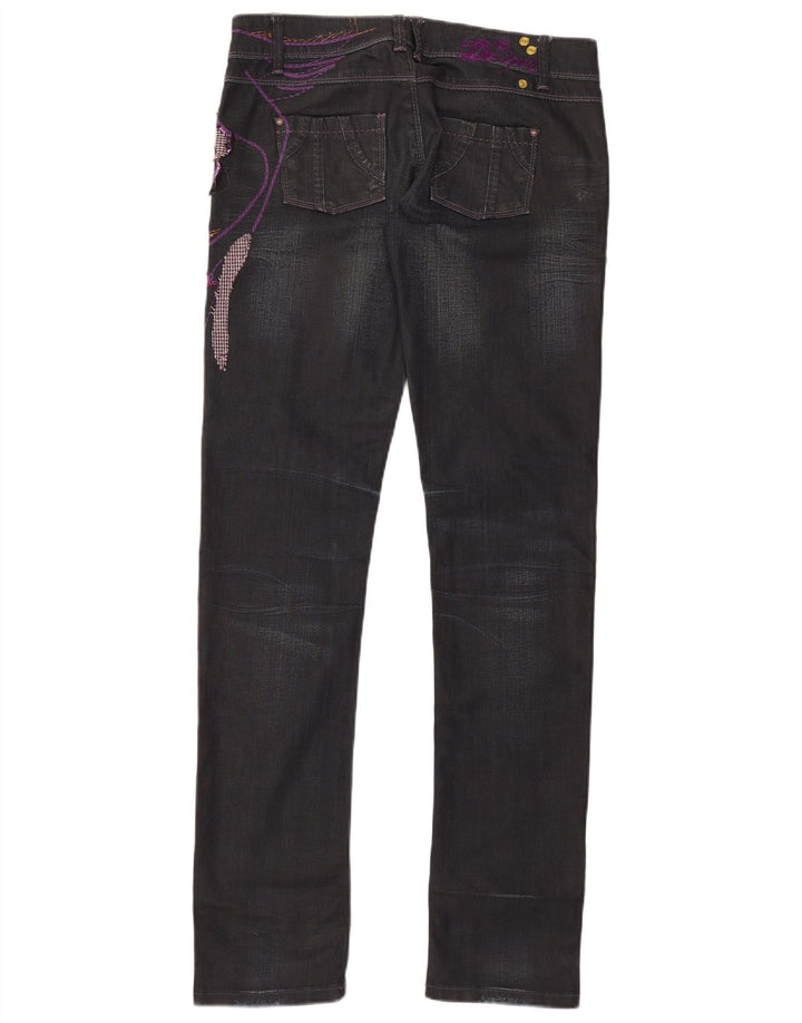 Desigual Womens Graphic Slim Jeans EU 40 Medium W32 L35 Black Cotton