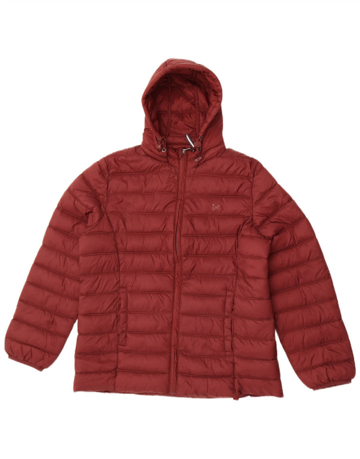 Crew Clothing Womens Hooded Padded Jacket UK 12 Medium  Burgundy Polyamide