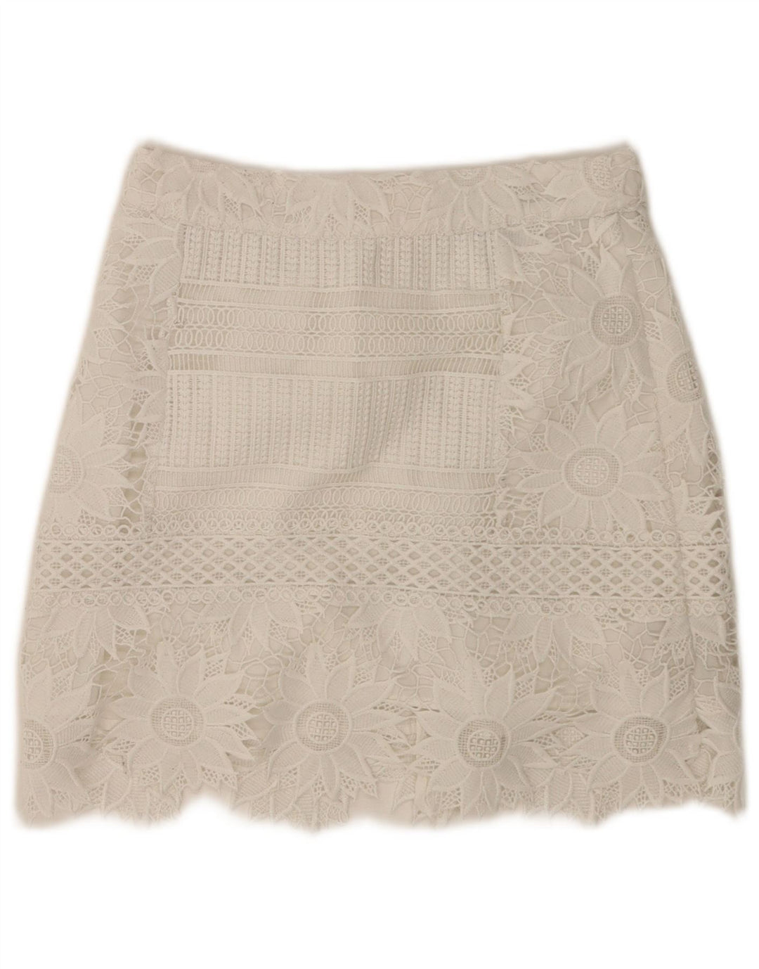 Topshop Womens Mini Skirt UK 8 Small W28 White Floral Polyester