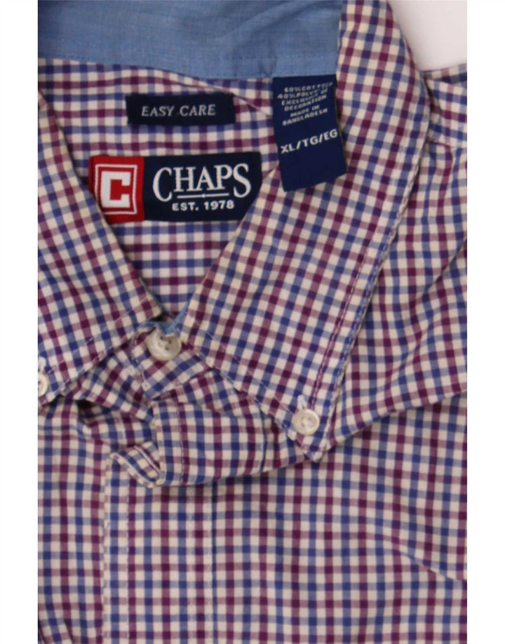 Chaps Chemise Homme XL Bleu Vichy Coton