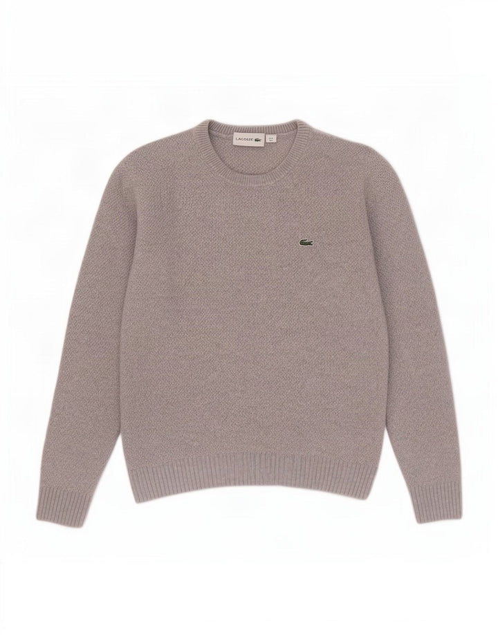 Suéter feminino Lacoste com gola redonda, 10 lã cinza pequena