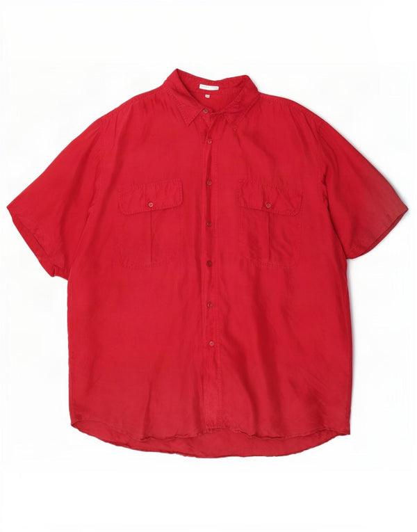 Vintage kortærmet herreskjorte XL rød silke