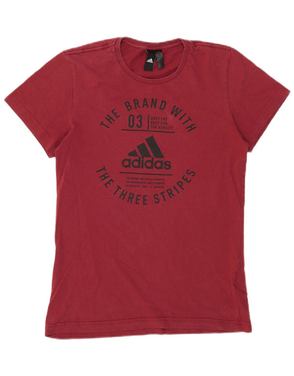 Adidas Mens Graphic T-Shirt Top Small Burgundy Cotton