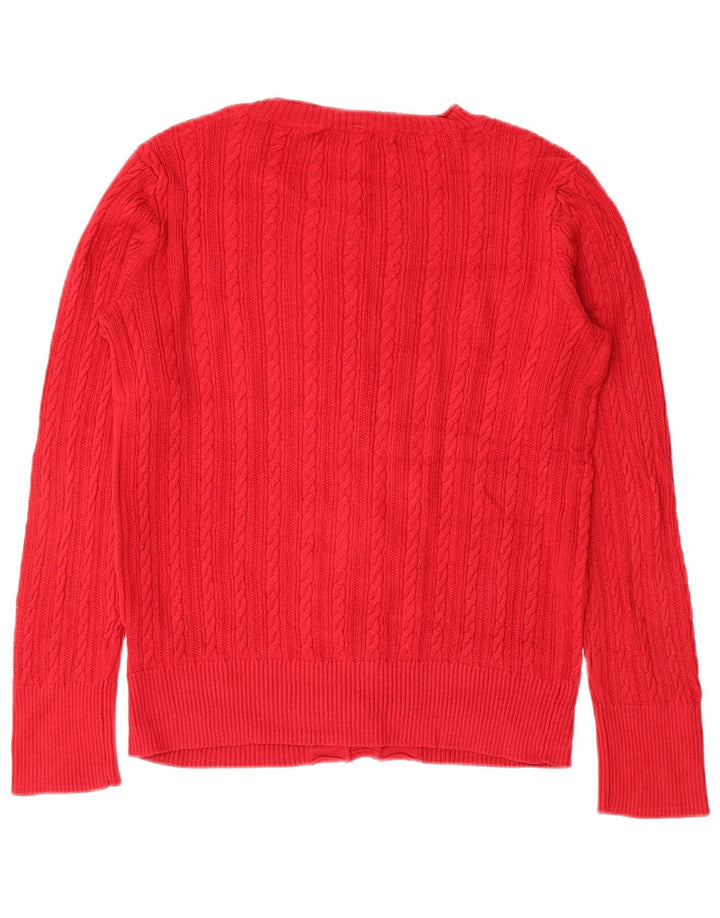 EDDIE BAUER Womens Cardigan Sweater UK 10 Small Red Cotton