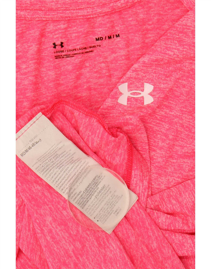 Under Armour Grafisk T-shirt top til kvinder UK 12 Medium Pink Flecked Polyester