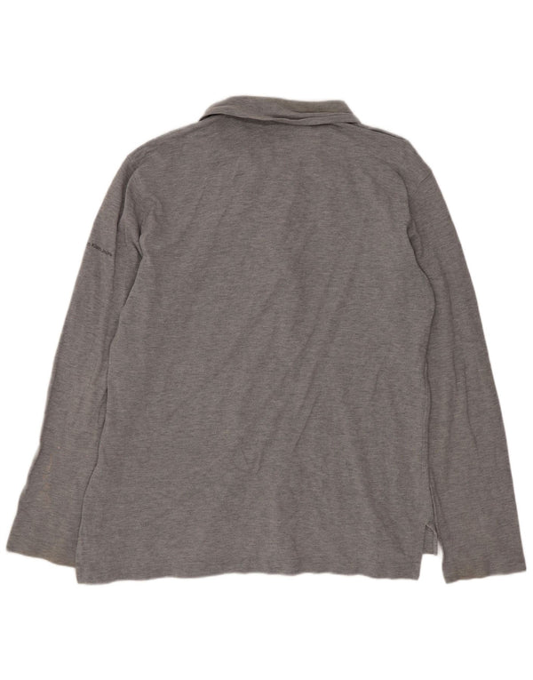 Calvin Klein Jeans Mens Long Sleeve Polo Shirt XL Grey Flecked