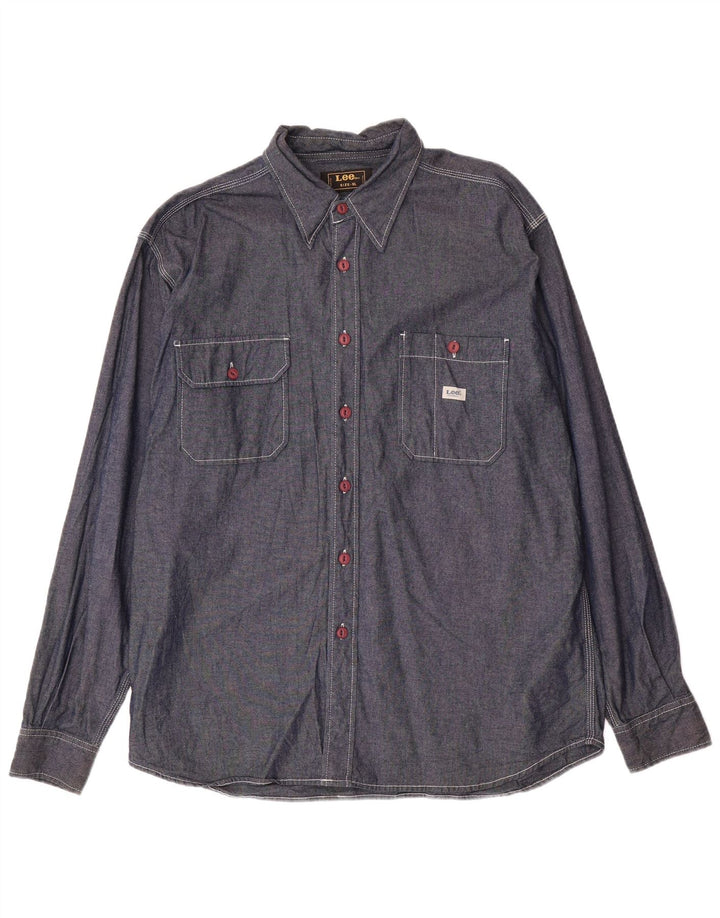 LEE Mens Shirt XL Navy Blue Cotton