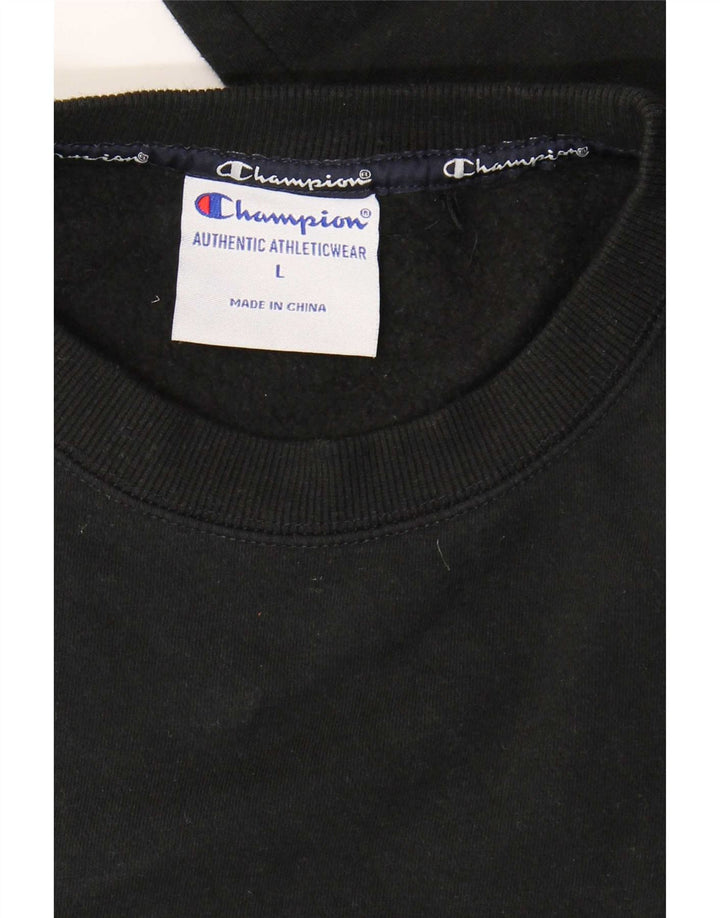 Champion Mens Graphic Sweatshirt Jumper Large Black Cotton
