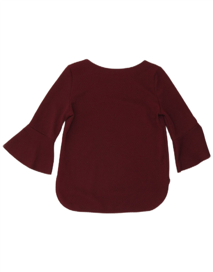 ZARA Womens 3/4 Sleeve Blouse Top UK 10 Small Maroon
