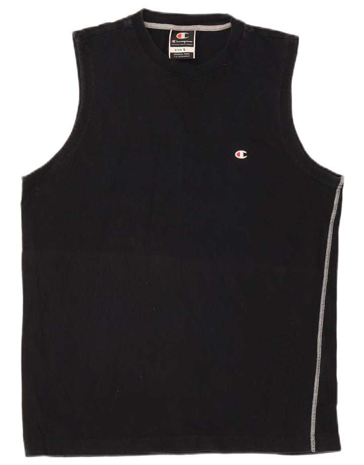 Champion Mens Vest Top Large Black Cotton