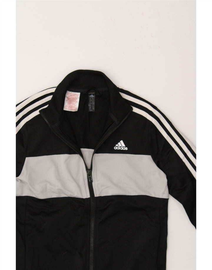 ADIDAS Boys Tracksuit Top Jacket 11-12 Years Black Colourblock Polyester Vintage Adidas and Second-Hand Adidas from Messina Hembry 