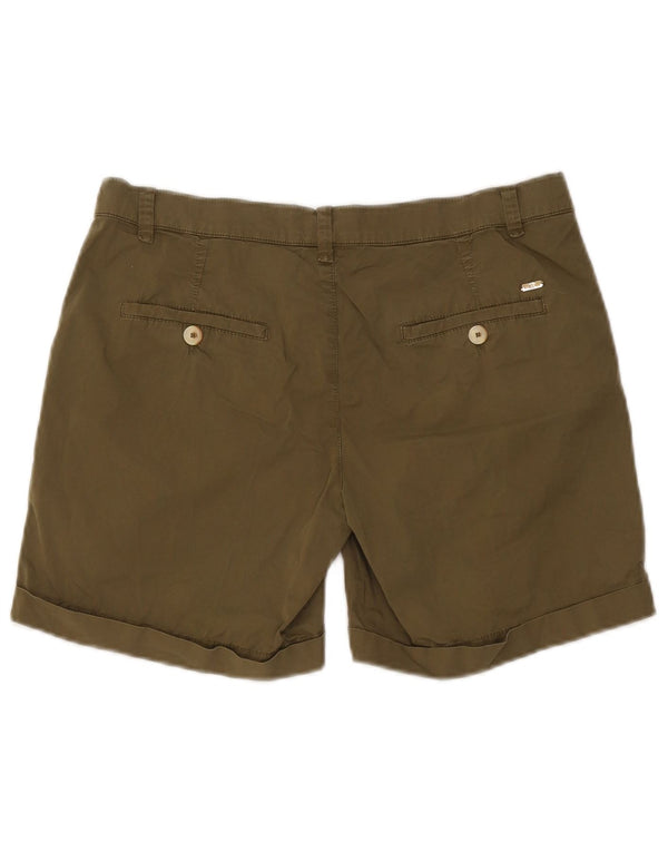 Massimo Dutti Pantalones Cortos Chinos Casual Fit para Mujer EU 38 Small W28 Algodón Caqui