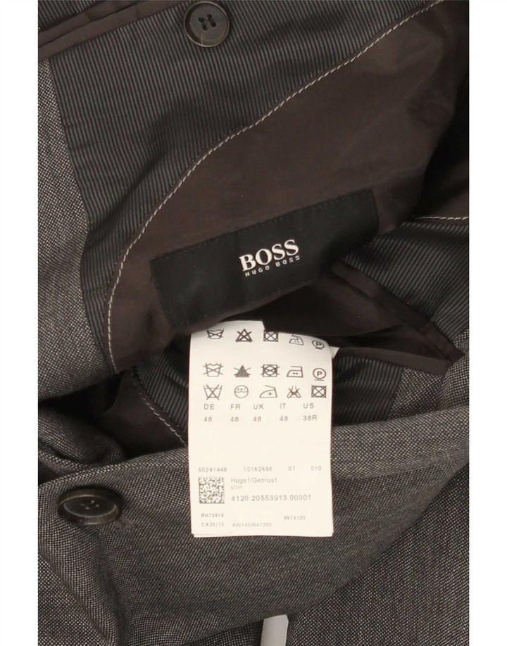 Hugo Boss Herre 2-knaps blazerjakke EU 48 Medium Grey Virgin Wool