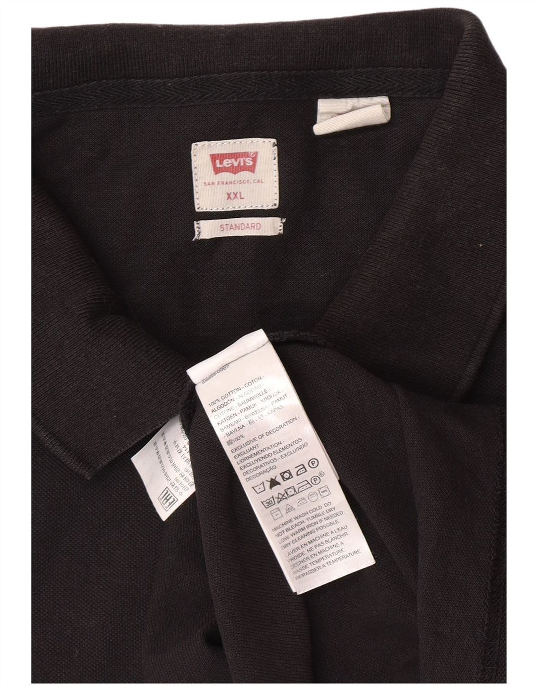 Levi's Mens Standard Polo Shirt 2XL Black Cotton